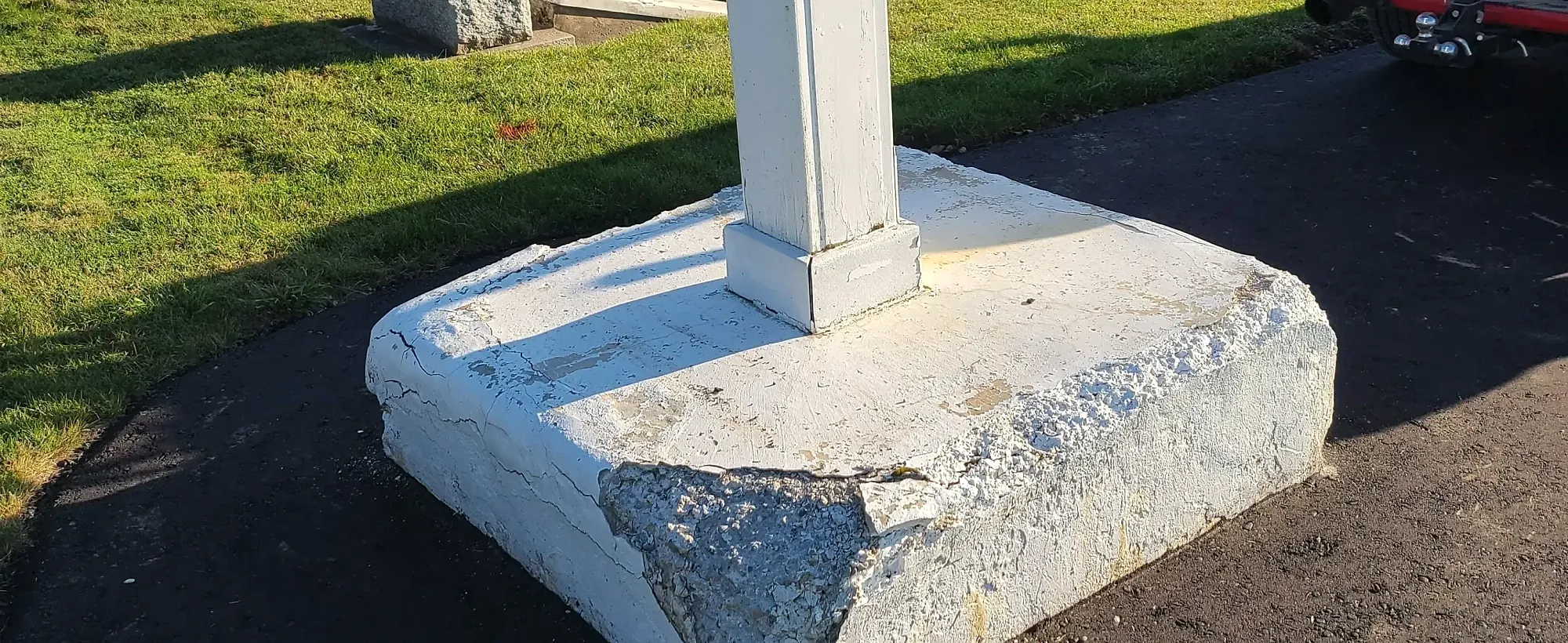 Repaired concrete porch column base and foundation